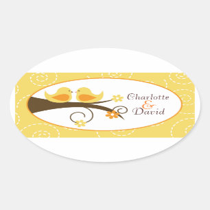 Zwriemvogel (geel) Weddenschap Ovale kruidenticker Sticker