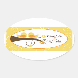 Zwriemvogel (geel) Weddenschap Ovale kruidenticker Sticker