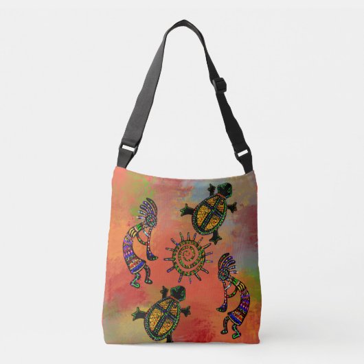 ZWUIDWESTELIJKE KOKOPELLI-KUNST CROSSBODY TAS (Voorkant)