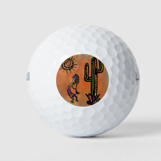 ZWUIDWESTELIJKE KOKOPELLI-KUNST GOLFBALLEN (Voorkant)