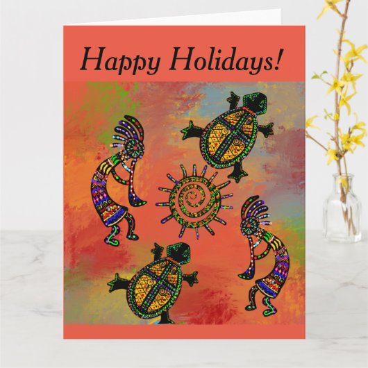 ZWUIDWESTELIJKE KOKOPELLI-KUNST     KAART (Gele Bloem)