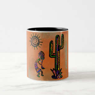 ZWUIDWESTELIJKE KOKOPELLI-KUNST TWEEKLEURIGE KOFFIEMOK