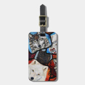 ZWUIDWESTERLIJKE WOLF KUNST BAGAGELABEL (Voorkant verticaal)