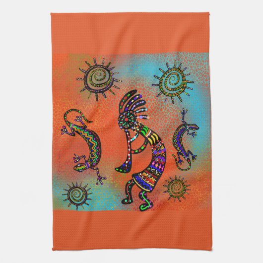 ZWUIDWESTERS KOKOPELLI-KUNST THEEDOEK (Verticaal)