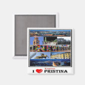 zXK003 PRISTINA "I Love, Kosovo, Europe, Fridge" Magneet (Voorkant / Achterkant)