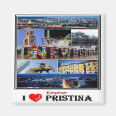 zXK003 PRISTINA "I Love, Kosovo, Europe, Fridge" Magneet (Voorkant)