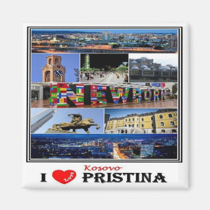 zXK003 PRISTINA "I Love, Kosovo, Europe, Fridge" Magneet