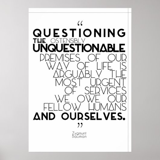 Zygmunt Bauman - De onbetwistbare vraag Poster (Voorkant)