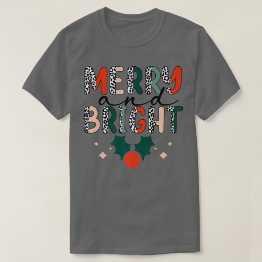 ZYNr Leopard Merry Xmas heldere kerstvibes voor T-shirt (Design voorkant)