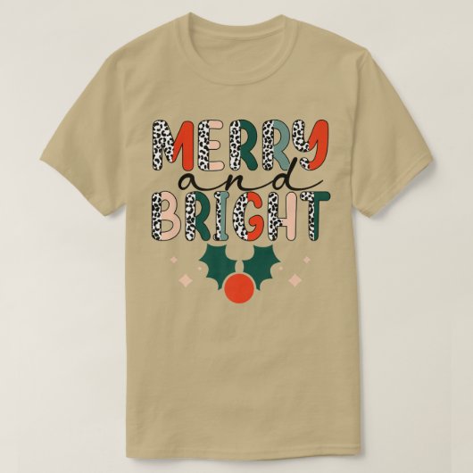 ZYNr Leopard Merry Xmas heldere kerstvibes voor T-shirt (Design voorkant)