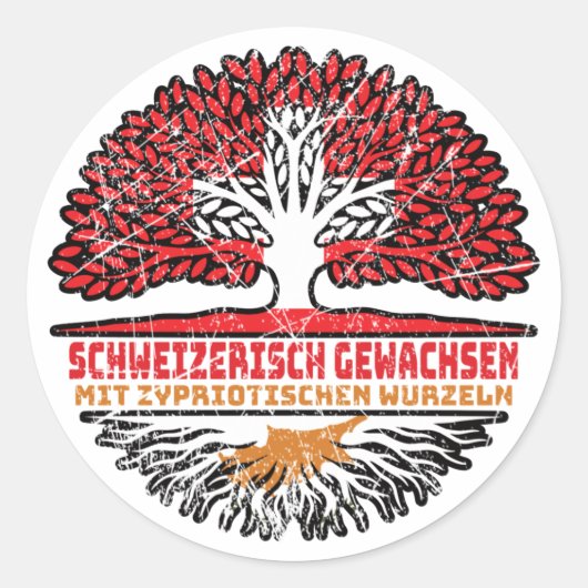 Zypern Zyprisch Schweizer Schweiz Baum Wurzel Ronde Sticker (Voorkant)