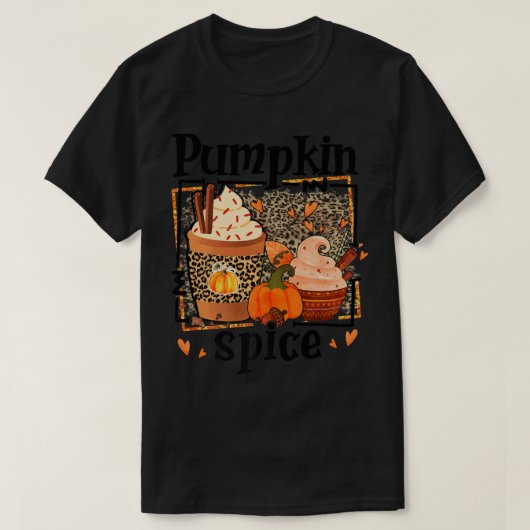 ZyVb Leopard Pumpkin Spice Herfst herfst Pumpkin T T-shirt (Design voorkant)