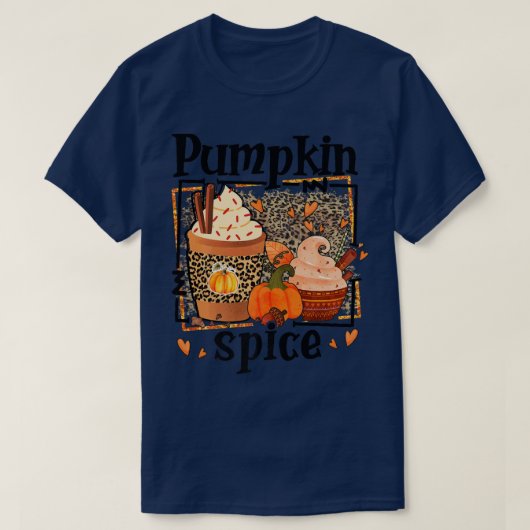 ZyVb Leopard Pumpkin Spice Herfst herfst Pumpkin T T-shirt (Design voorkant)
