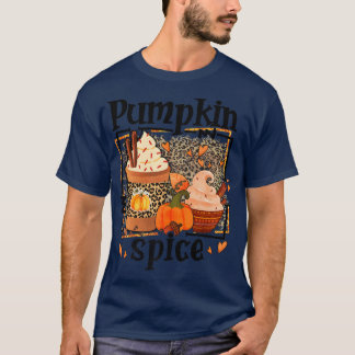 ZyVb Leopard Pumpkin Spice Herfst herfst Pumpkin T T-shirt