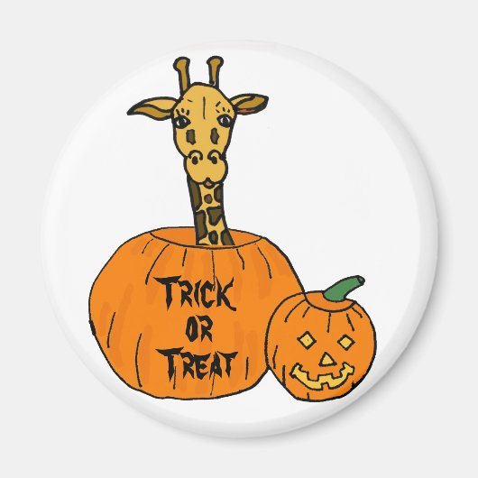 ZZ- Giraffe in een Pumkin Halloween Magnet (Voorkant)