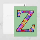 Zz verlicht monogram briefkaart (Voorkant / Achterkant)