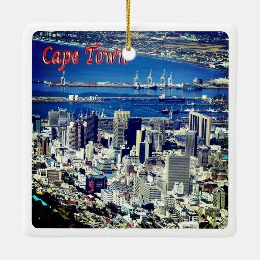 zZA008 KAAPSTAD, Uitzicht, Zuid-Afrika, Keramisch Ornament (Achterkant)
