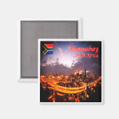 zZA015 JOHANNESBURG by Night, South Africa, Fridge Magneet (Voorkant / Achterkant)