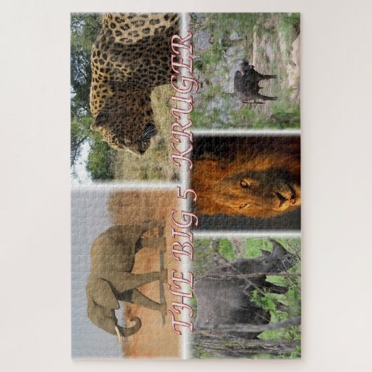 ZZA027 ZUID-AFRIKA, DE GROTE 5 IN KRUGER NP LEGPUZZEL (Verticaal)