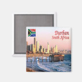 zZA037 DURBAN Skyline Crop, ZUID-AFRICA, Fridge Magneet (Voorkant / Achterkant)