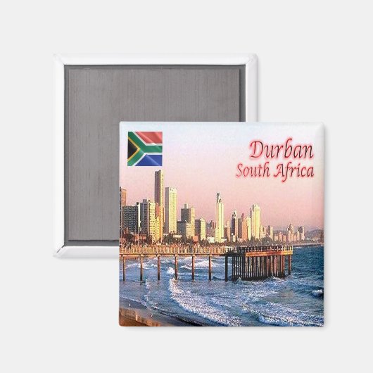 zZA037 DURBAN Skyline Crop, ZUID-AFRICA, Fridge Magneet (Voorkant / Achterkant)