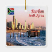 zZA037 DURBAN Skyline Crop, ZUID-AFRIKA Keramisch Ornament (Achterkant)