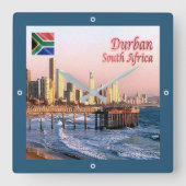 zZA037 DURBAN Skyline Crop, ZUID-AFRIKA Vierkante Klok (Voorkant)