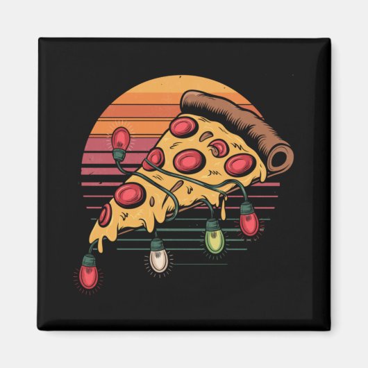Zza Christmas Lights Retro Sunset Xmas Fast Food T Magneet (Voorkant)