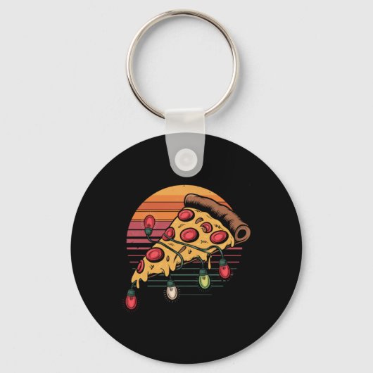Zza Christmas Lights Retro Sunset Xmas Fast Food T Sleutelhanger (Voorkant)
