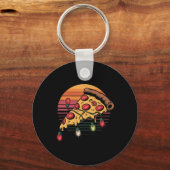Zza Christmas Lights Retro Sunset Xmas Fast Food T Sleutelhanger (Voorkant)