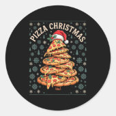 Zza Christmas Tree Funny Holiday Food Lover Xmas W Ronde Sticker (Voorkant)