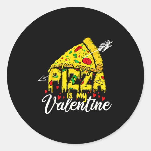 Zza Is My Valentine Day Hearts Eat Food Boys  Ronde Sticker (Voorkant)