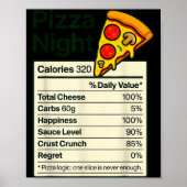 Zza Lover Night Funny Nutrition Facts Costume For  Poster (Voorkant)