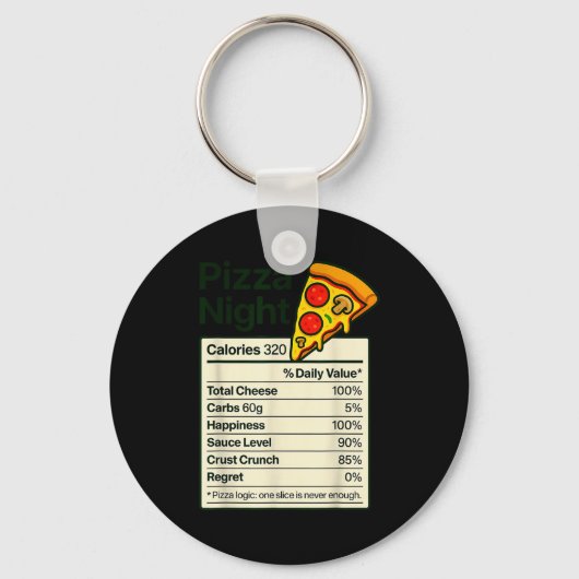 Zza Lover Night Funny Nutrition Facts Costume For  Sleutelhanger (Voorkant)