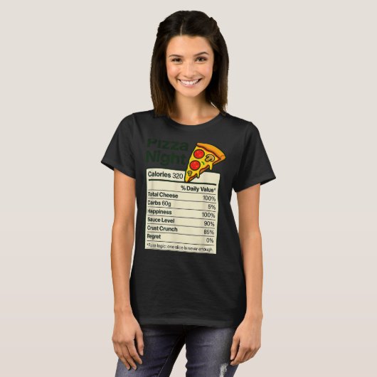 Zza Lover Night Funny Nutrition Facts Costume For T-shirt (Voorkant volledig)