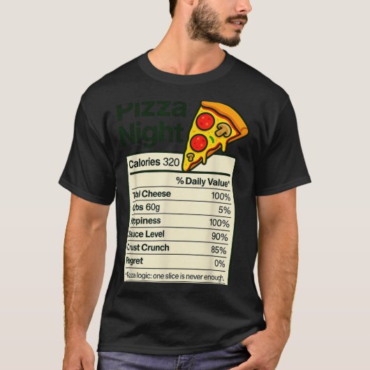 Zza Lover Night Funny Nutrition Facts Costume For T-shirt (Voorkant)