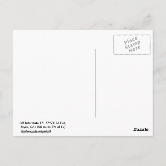 Zzyzx Rd.Exit Briefkaart (Achterkant)